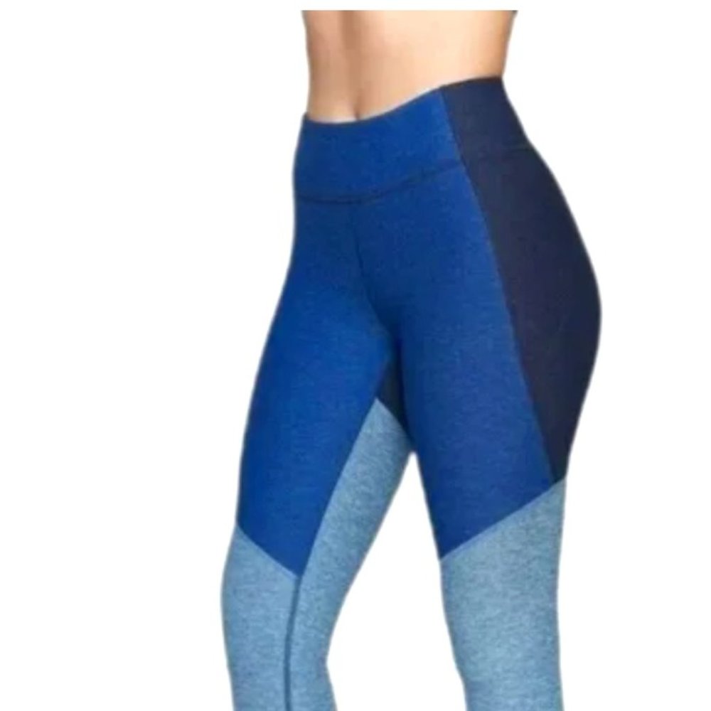 Outdoor Voices Womens 4 Pants Blue Color Block Leggings Workout Gym Ladies